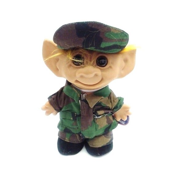 Other - Uneeda Good Luck Wishnik 8" Troll Soldier Orange Hair Soldier Troll  8"